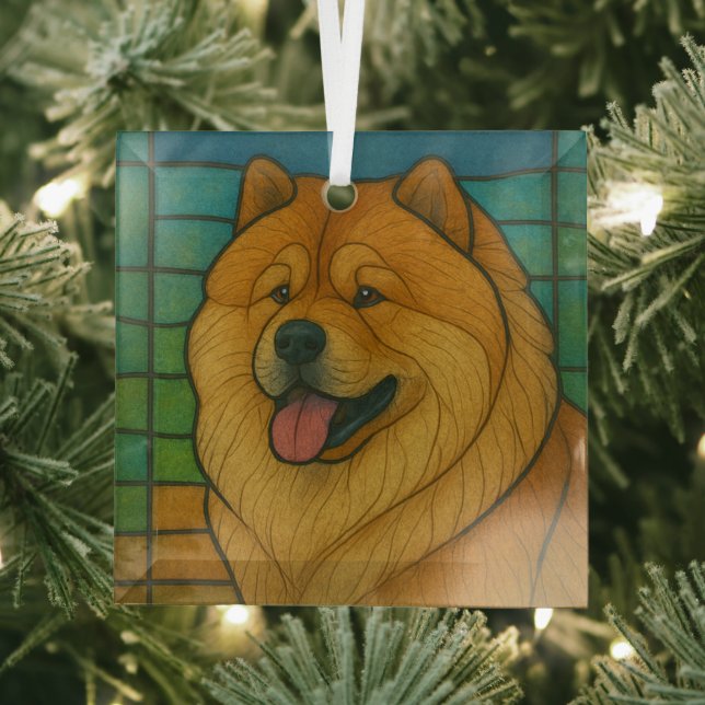 Chow Chow "Stained Glass" Glass Tree Decoration (Insitu)