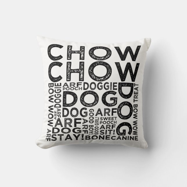 Chow Chow Typography Cushion (Front)