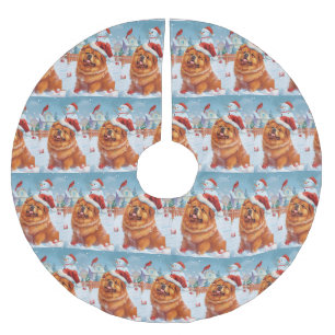 Chow Chow Winter Wonderland Christmas Joy Brushed Polyester Tree Skirt