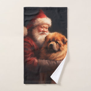 Chow Chow With Santa Claus Festive Christmas Bath Towel Set
