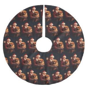 Chow Chow With Santa Claus Festive Christmas  Brushed Polyester Tree Skirt