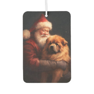 Chow Chow With Santa Claus Festive Christmas  Car Air Freshener