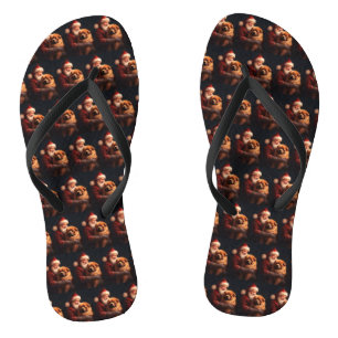 Chow Chow With Santa Claus Festive Christmas  Flip Flops