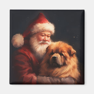 Chow Chow With Santa Claus Festive Christmas  Magnet