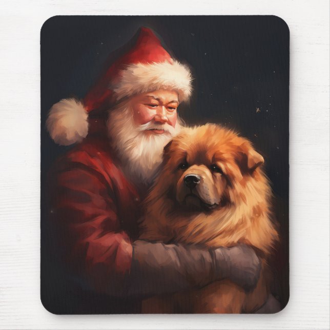 Chow Chow With Santa Claus Festive Christmas  Mouse Mat (Front)