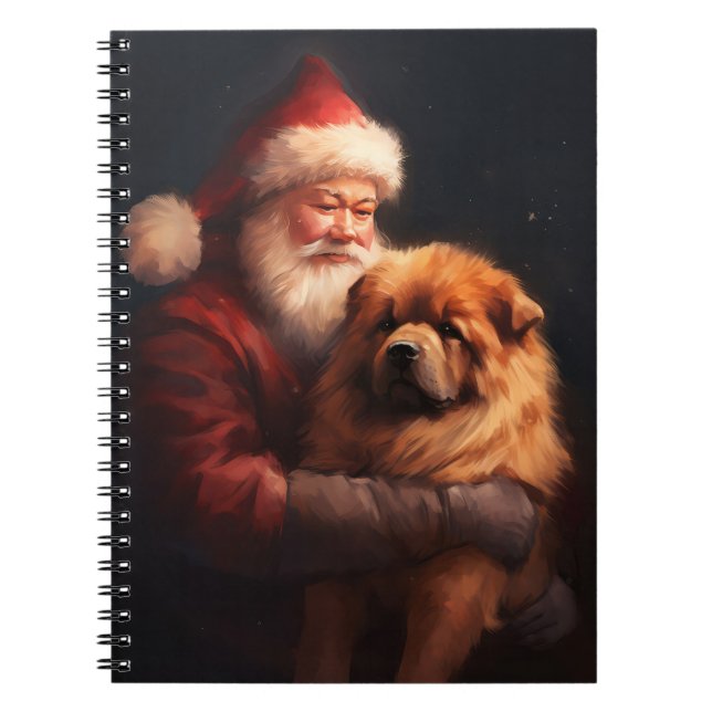Chow Chow With Santa Claus Festive Christmas  Notebook (Front)