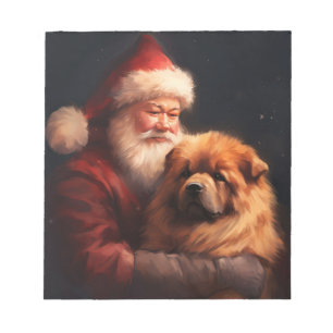 Chow Chow With Santa Claus Festive Christmas Notepad