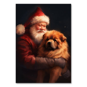 Chow Chow With Santa Claus Festive Christmas  Table Number