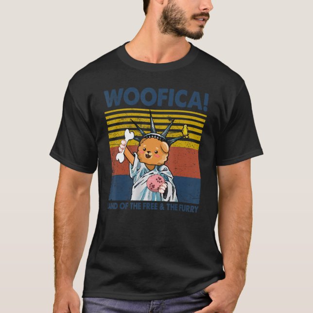 Chow Chow Woofica Land Of The Free Furry   Pet Dog T-Shirt (Front)