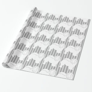 Chow-Chow wrapping paper white silhouette gray