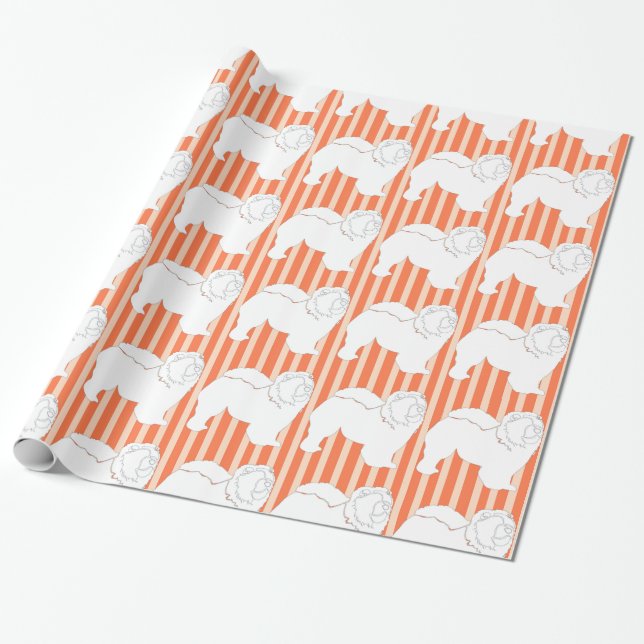 Chow-Chow  wrapping paper white silhouette orange (Unrolled)