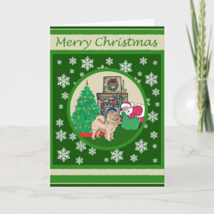 Chow Chows Old Fashioned Christmas Holiday Card