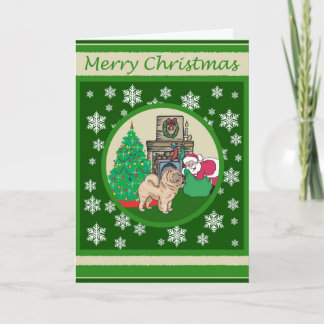 Chow Chows Old Fashioned Christmas Holiday Card