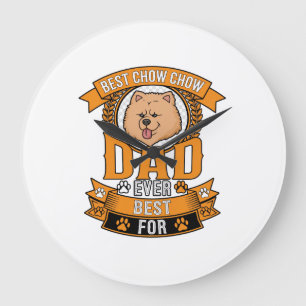 Chow Dad Dog Ever Wreath Paw Prints Large Clock