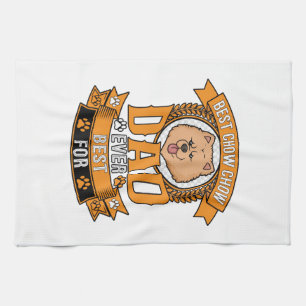 Chow Dad Dog Ever Wreath Paw Prints Tea Towel