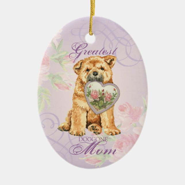 Chow Heart Mum Ceramic Ornament (Front)