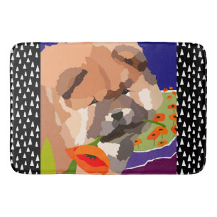 CHOW PUPPY IN POPPIES   crate or bath mat