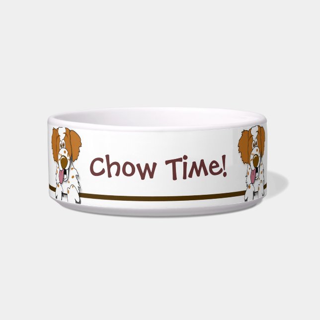Chow Time Cute Brittany Spaniel Dog Pet Bowl (Front)