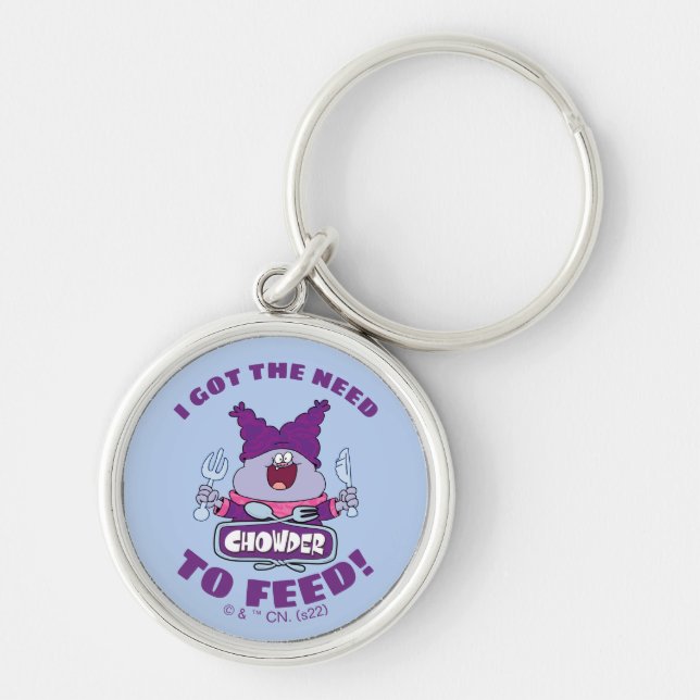 Chowder With Fork and Knife Key Ring (Front)
