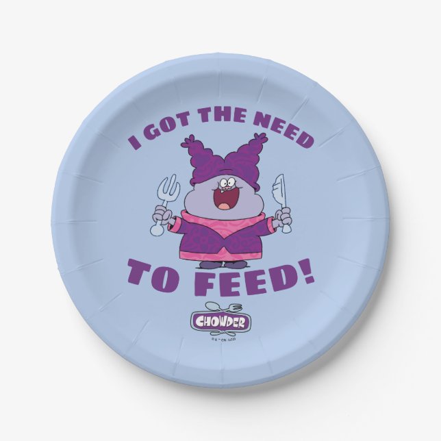 Chowder With Fork and Knife Paper Plate (Front)