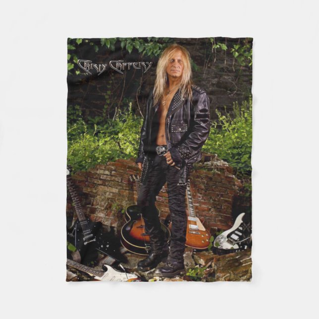 Chris Caffery Standing with Guitars Fleece Blanket (Front)