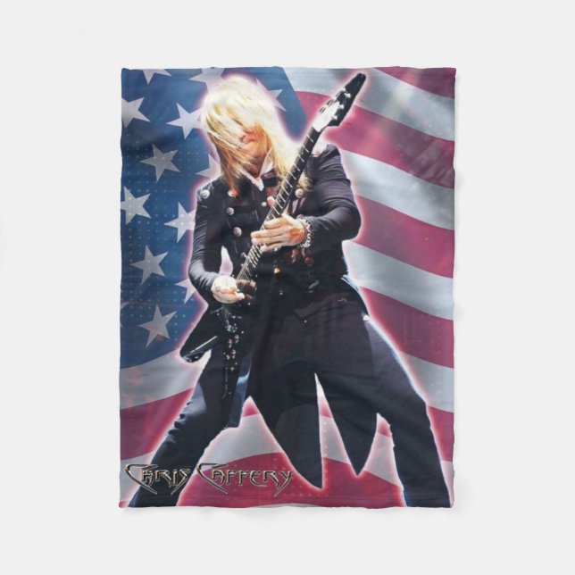 Chris Caffery with Flag Fleece Blanket (Front)