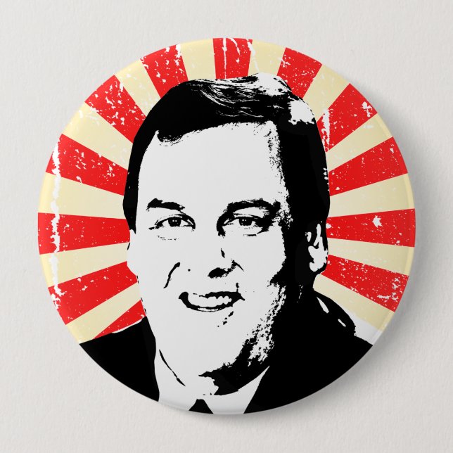 CHRIS CHRISTIE PROPAGANDA 10 CM ROUND BADGE (Front)
