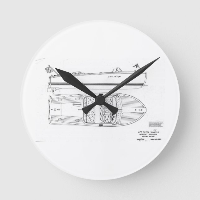 Chris Craft Riviera Runabout Boat Wall Clock (Front)