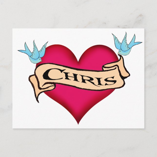 Chris - Custom Heart Tattoo T-shirts & Gifts Postcard (Front)