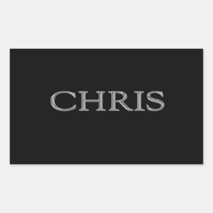 Chris Custom Raised Lettering Rectangular Sticker