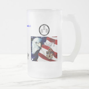 chris frosted glass beer mug