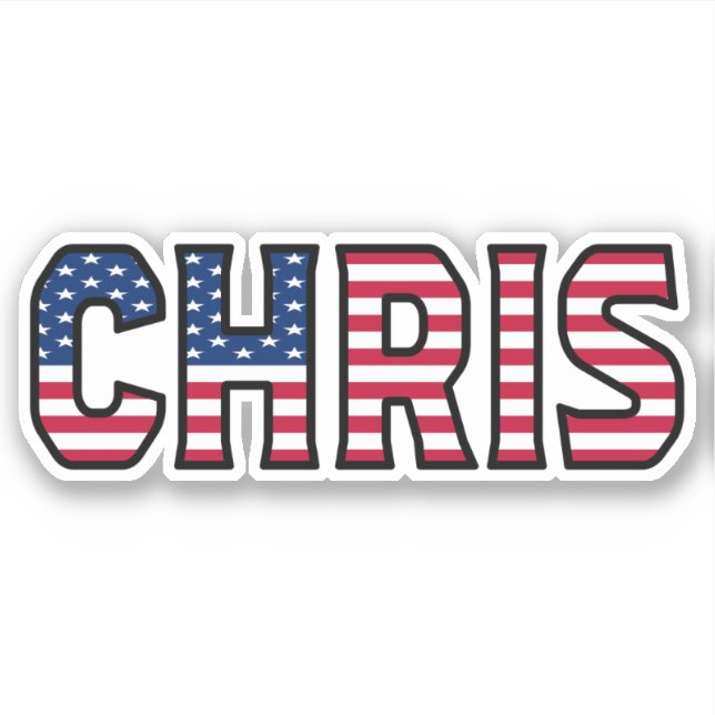 Chris Name First Name USA Sticker Sticker Set (Front)