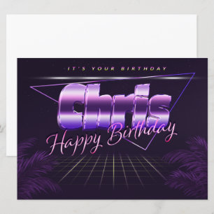 Chris Name Vorname lila retro Karte Geburtstag Card