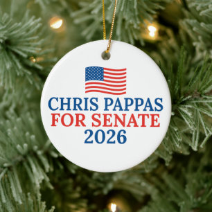 Chris Pappas for Senate 2026 Election Christmas Ceramic Tree Decoration