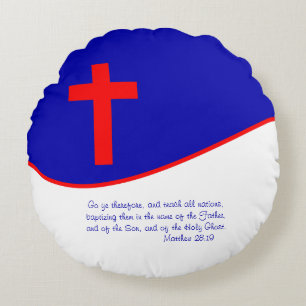 Chrisitan Flag Inspired Round Cushion