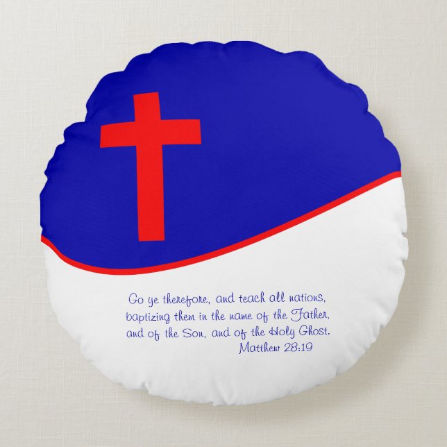 Chrisitan Flag Inspired Round Cushion (Front)