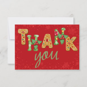 Chrismas Cookies Funny Cartoon Cool Kids Thank You Card