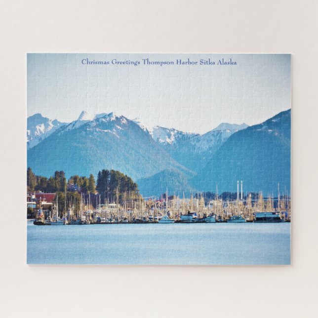 Chrismas Greetings Alaska Thompson Harbour Sitka Jigsaw Puzzle (Horizontal)