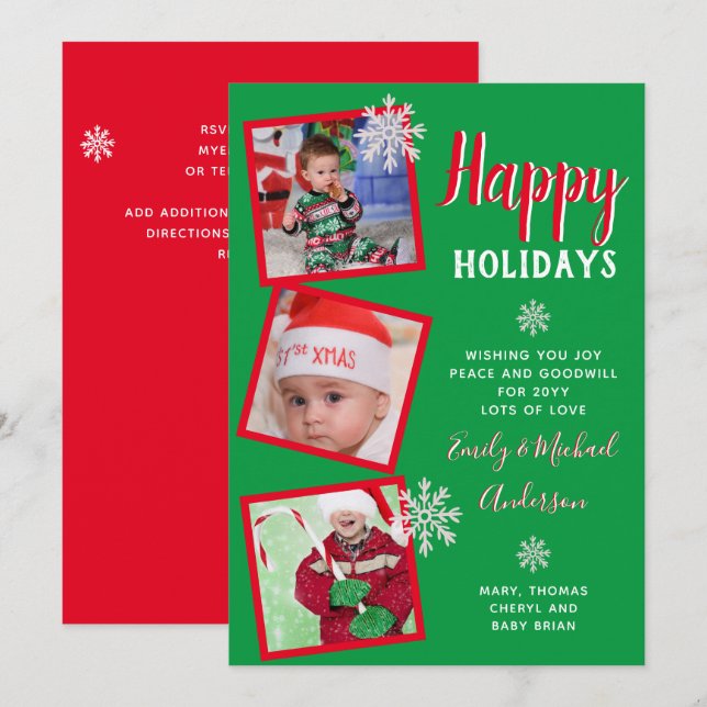 Chrismas Photo Collage Template Greetings Invite (Front/Back)