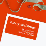 Chrismas Plain Minimal Bright Red Return Address Label<br><div class="desc">Simple, stylish "merry christmas" quote return address label with modern typography in white on a bright red background in a minimalist 'scandi' scandinavian design style. The label can be easily personalised with your own greeting, return name and address to make a truly bespoke christmas holiday label for the festive season...</div>