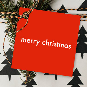 Chrismas Plain   Modern Minimal Bright Red Name Favour Tags