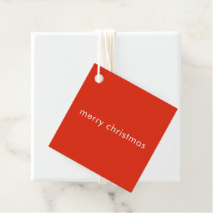 Chrismas Plain Modern Minimal Bright Red Name Favour Tags