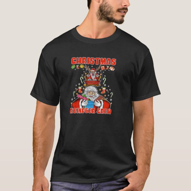 Chrismas Reindeer Crew Santa Candy Family Party Xm T-Shirt (Front)
