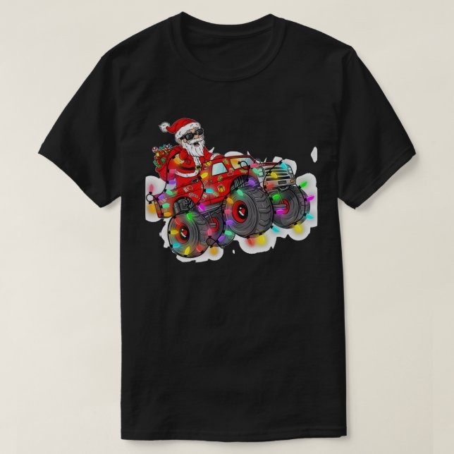 Chrismas Sana Claus Riding Monser ruck Boys Kids X T-Shirt (Design Front)