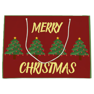 Chrismas Trees on Red Gift Bag