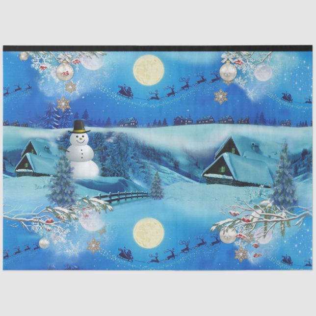 Chrismas Winter Holiday Celebration with a snowman Tissue Paper (Front)