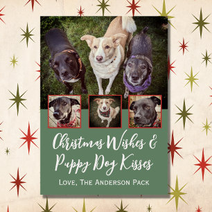 Chrismas Wishes Multi Photo Dog Collage Christmas Holiday Card
