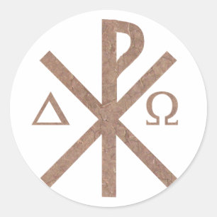 Chrisme Alpha Omega aspect terre. Classic Round Sticker