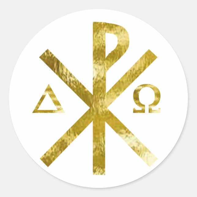 Chrisme Alpha Oméga Or-2 Classic Round Sticker (Front)