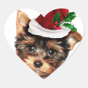 Chrismtas Yorkshire Terrier puppy dog Heart Sticker
